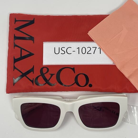 MAX &Co Sunglasses Womens White Bordeaux Square MO0081 21S 50/20/135 NEW - Picture 8 of 8
